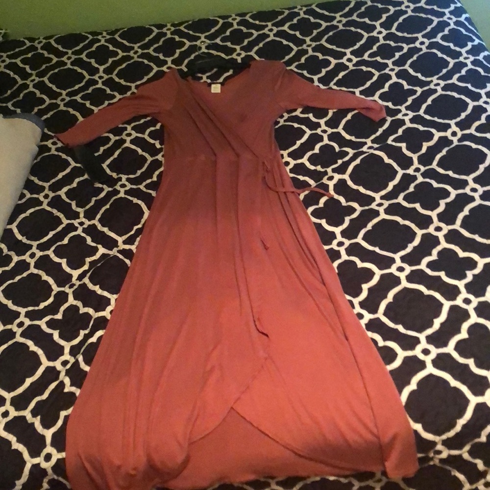 rosy brown “wrap” dress